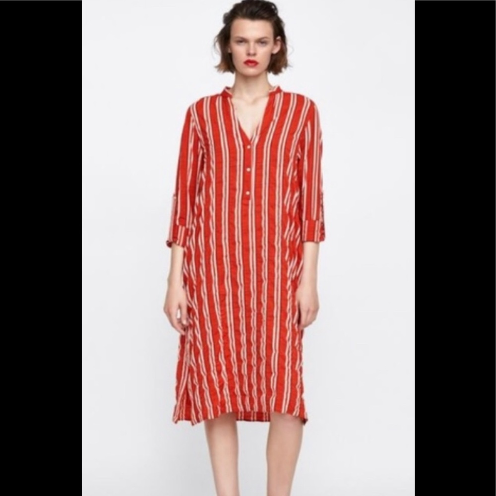 ZARA Premium Collection Striped Caftan dress. S.